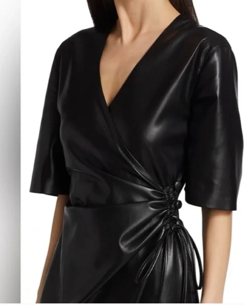 Nanushka Helisa Vegan Leather Wrap Dress - Image 3