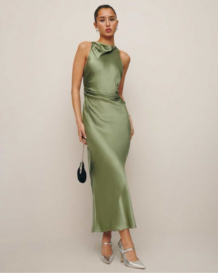 Reformation Sage Green Cassette Silk Dre - Image 3
