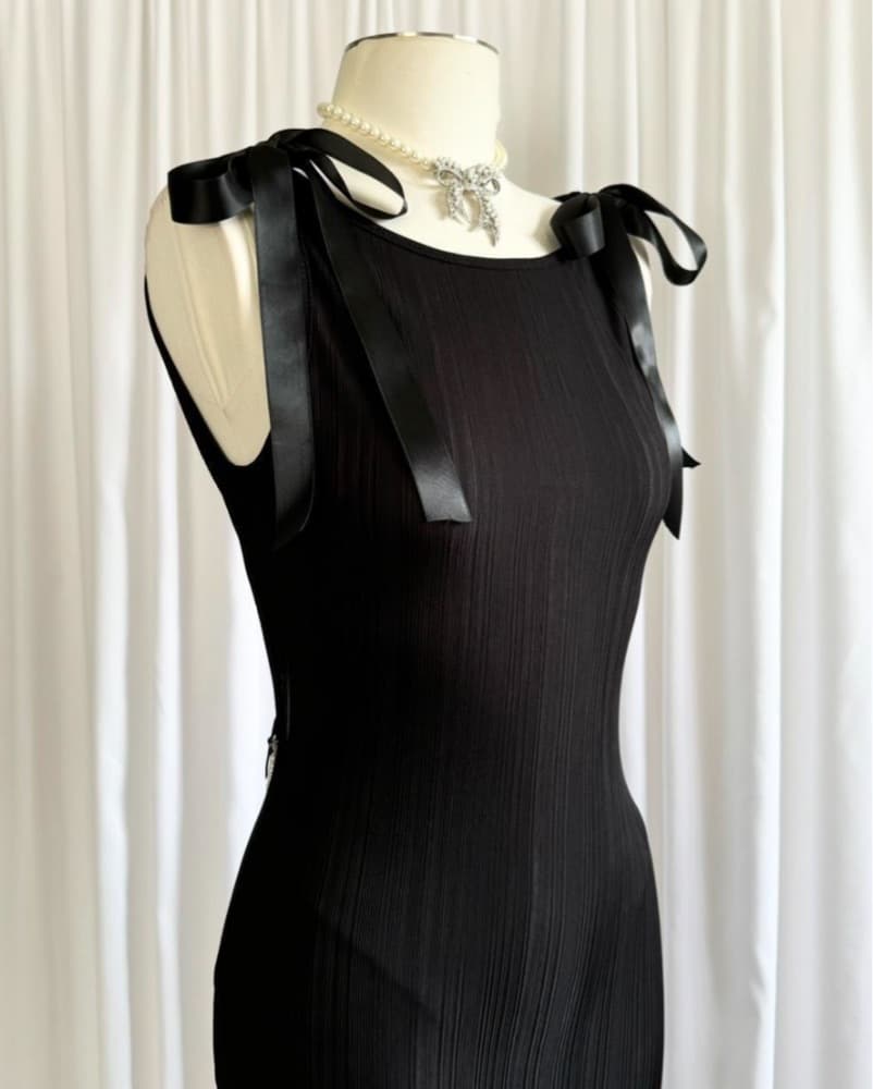 Black Low Back Pearl Cross Maxi Dress - Image 6