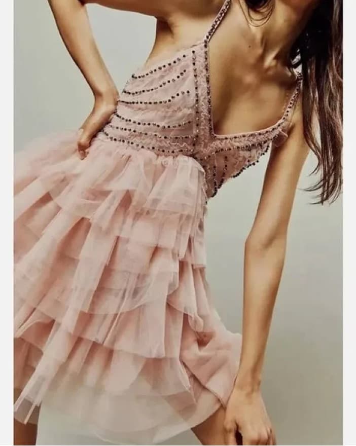 Gorgeous Sequin and Tulle Ruffle Mini Dress - Image 1