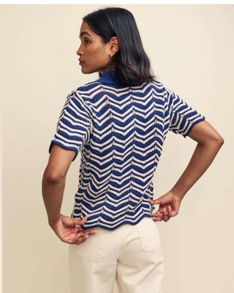 Wavy Short Sleeve Knit Cardigan - Image 3