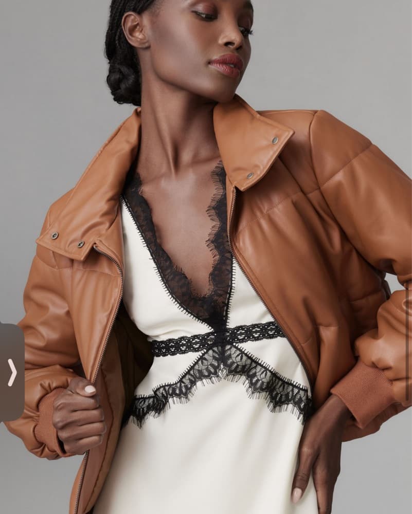 Chic Leather Puffer Jacket Vegan leather - Image 1
