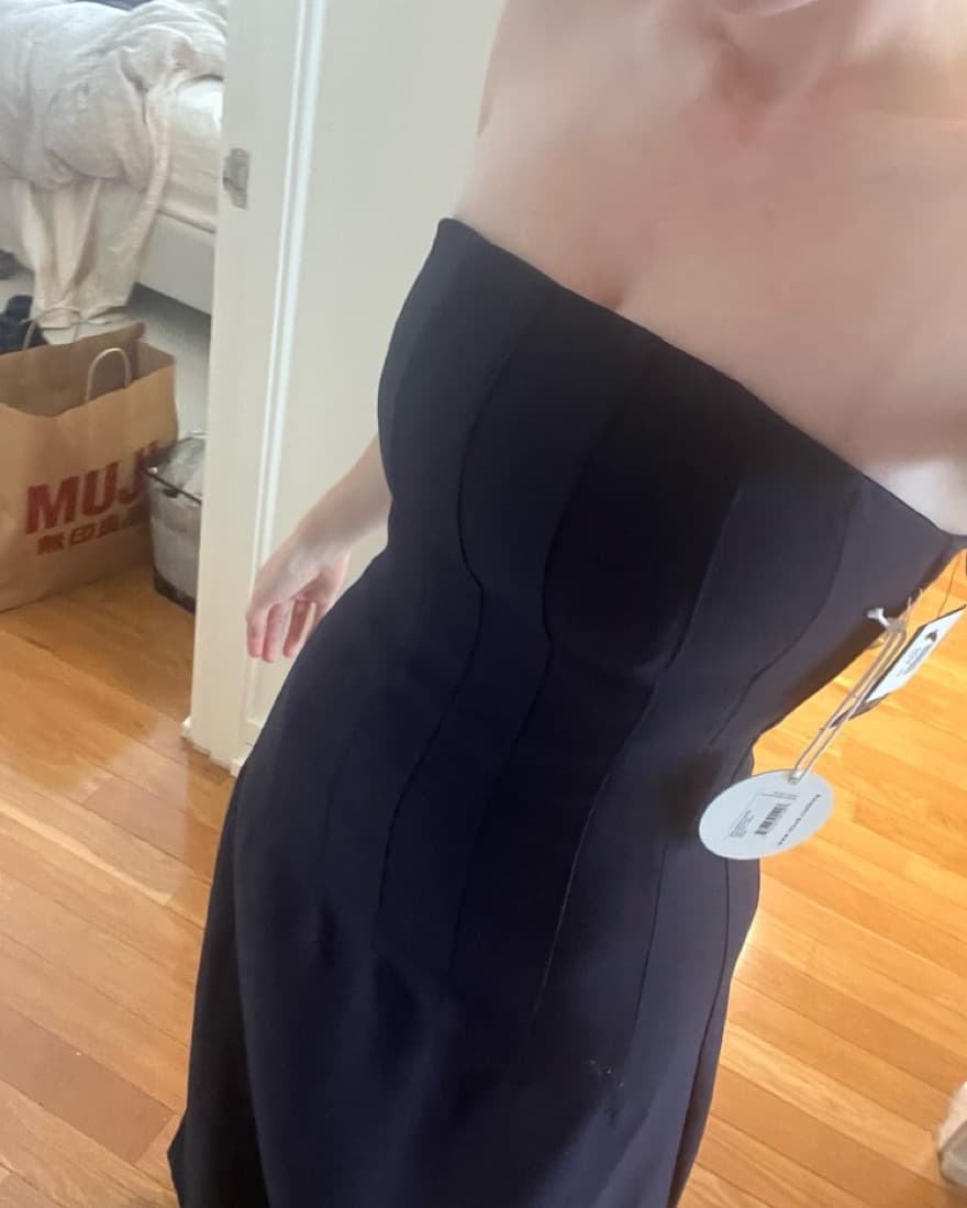Staud Navy Blur Strapless Gown - Image 6