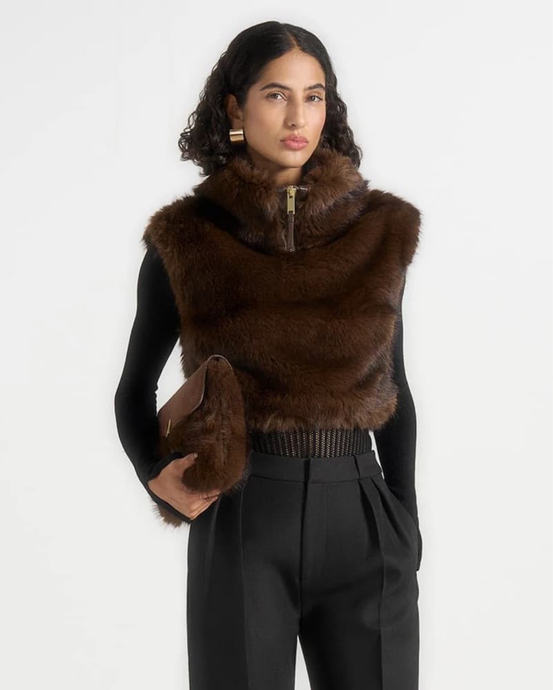 Crop Faux Fur Dickie / Sweater - Image 1