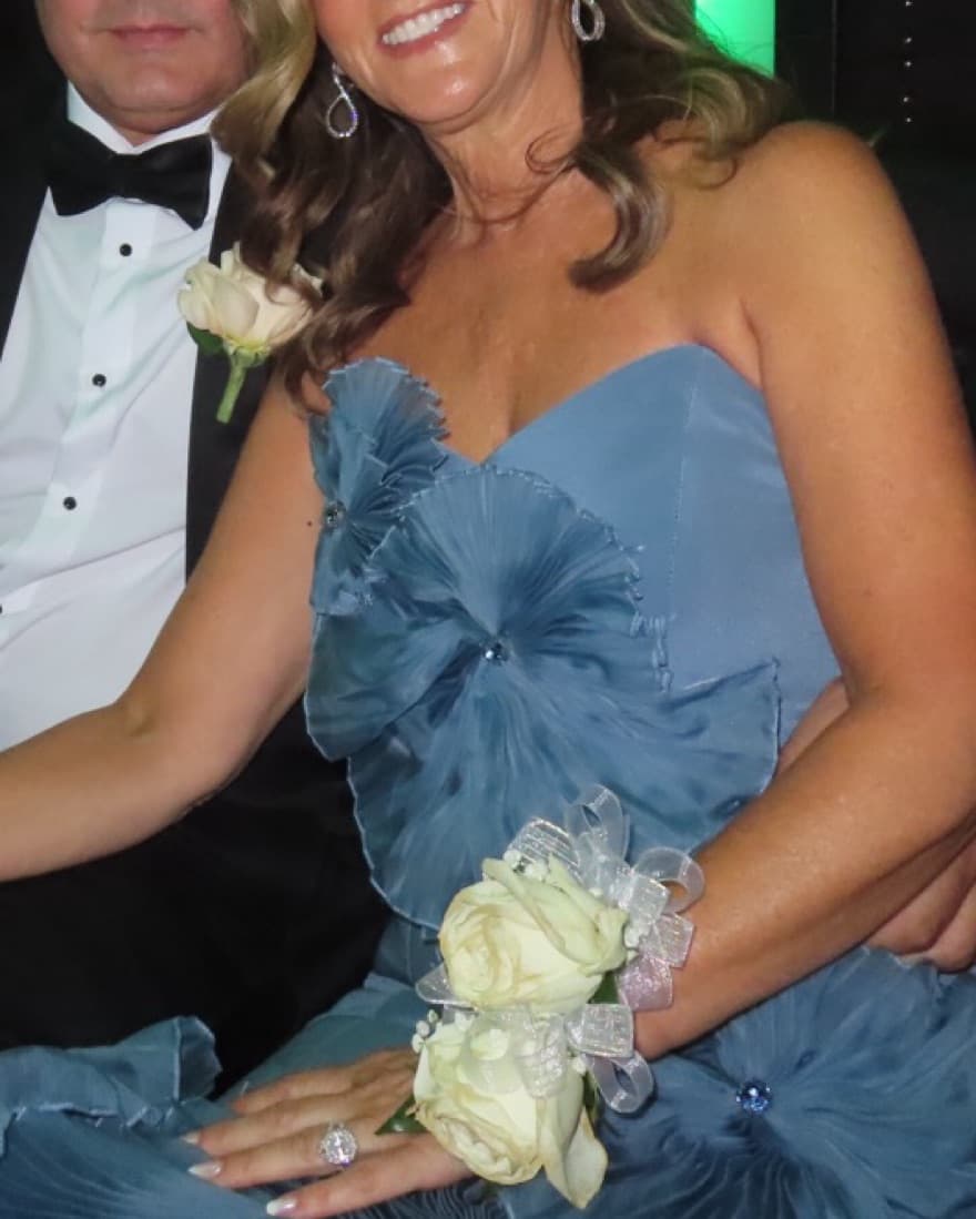 Custom Slate Blue Formal Strapless Gown - Image 6