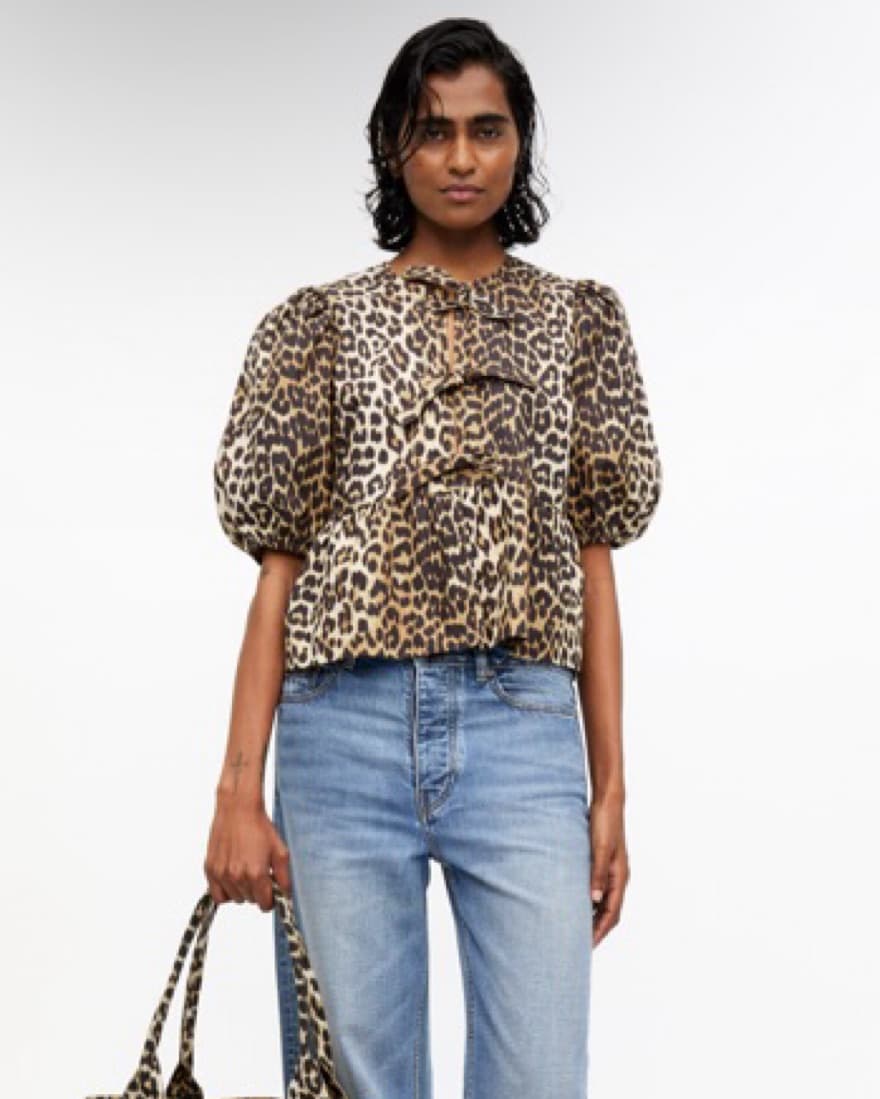 Ganni Leopard Poplin Blouse - Image 2