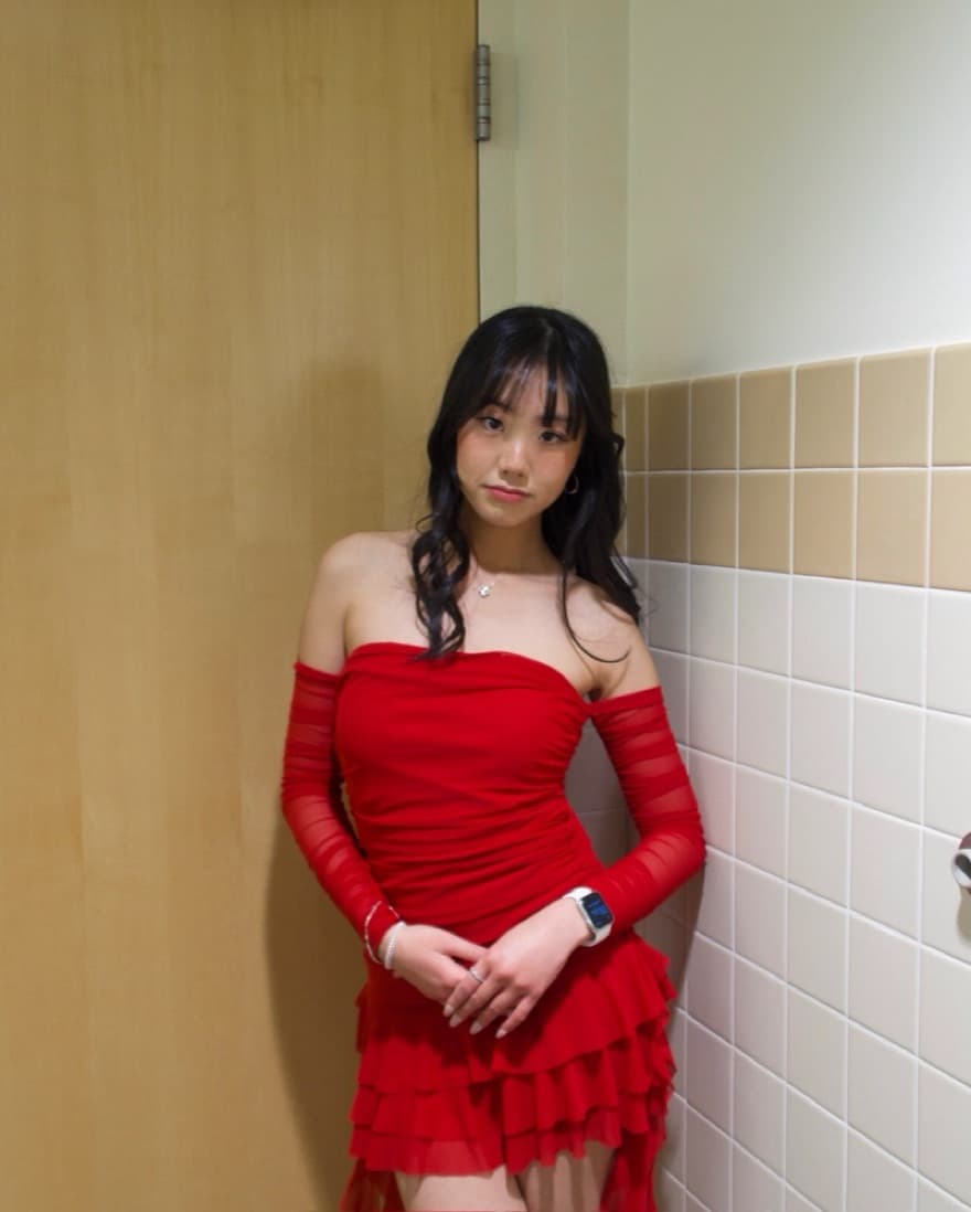Elegant Winter Evening Rose Ruched Dress - Image 1