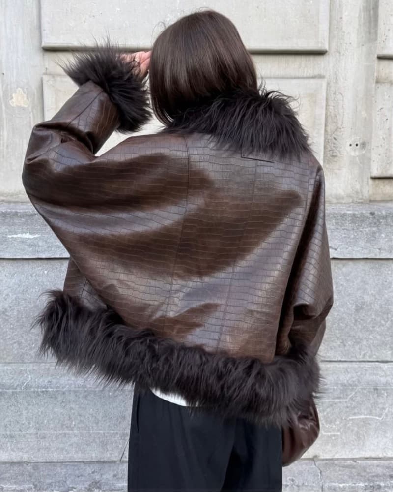 Charlotte Simone Brown Leather Jacket - Image 3