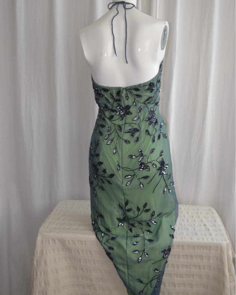Vintage Silk Cache beaded halter dress - Image 3