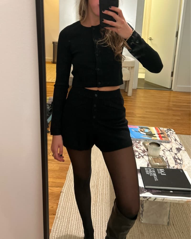 Cropped Cardigan And Knit Shorts Set - Image 3