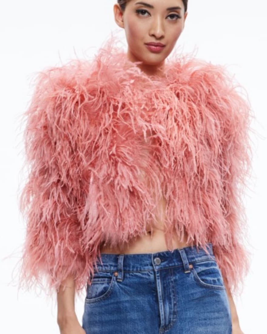 Alice and Olivia KIDMAN FEATHERED JACKET - Image 1