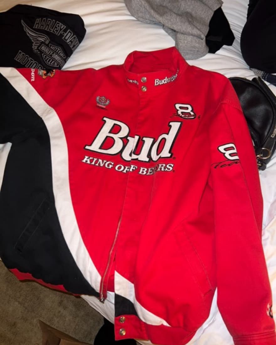 Oversized Vintage Red Budweiser Jacket - Image 1