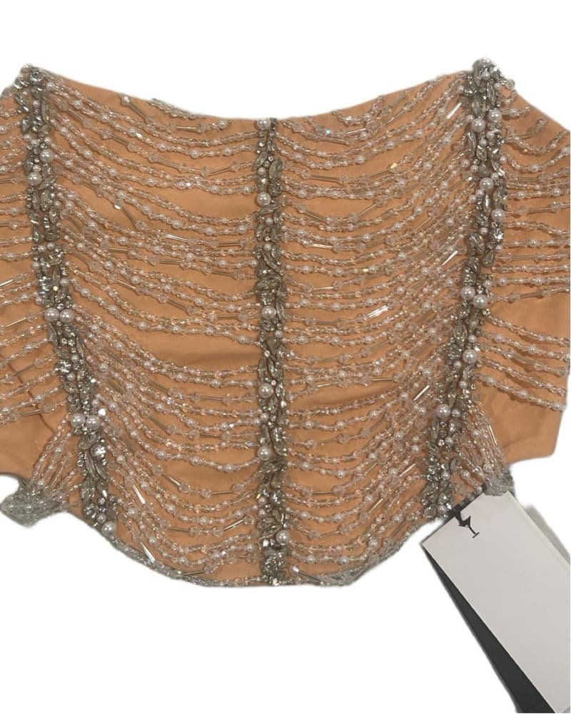 Retrofete Beaded Libby Tube Top in Peach - Image 3