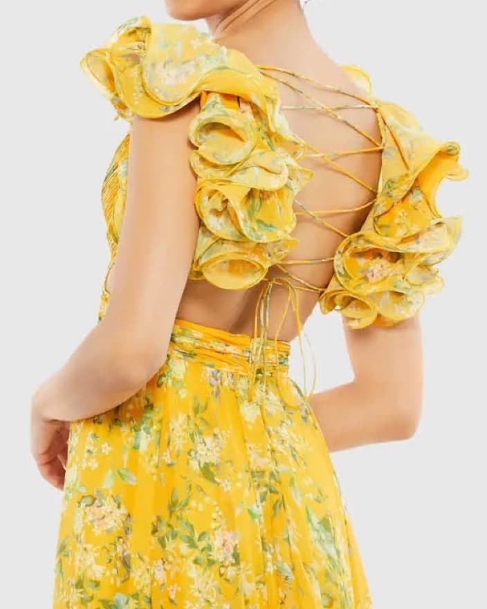 Yellow Ruffle Tiered Floral Cut-Out - Image 2