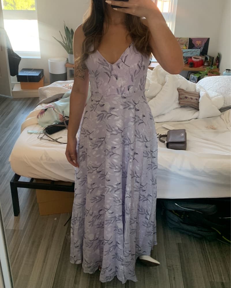 Lavendar Floral Fit And Flare Dress - Image 3