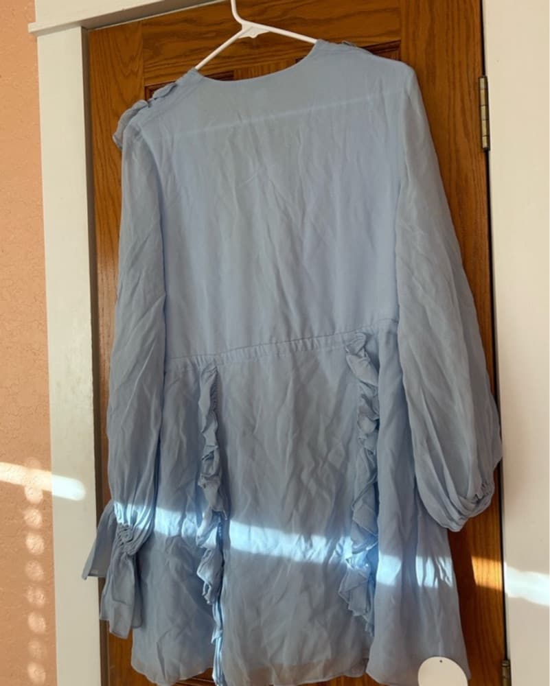 Shona Joy Blue Ruffled Chiffon Dress - Image 5