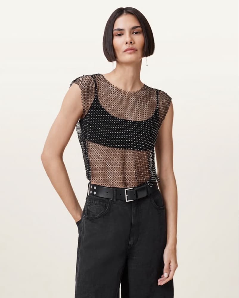 ALLSAINTS CALYTRIX SPARKLE FISH NET TOP - Image 3