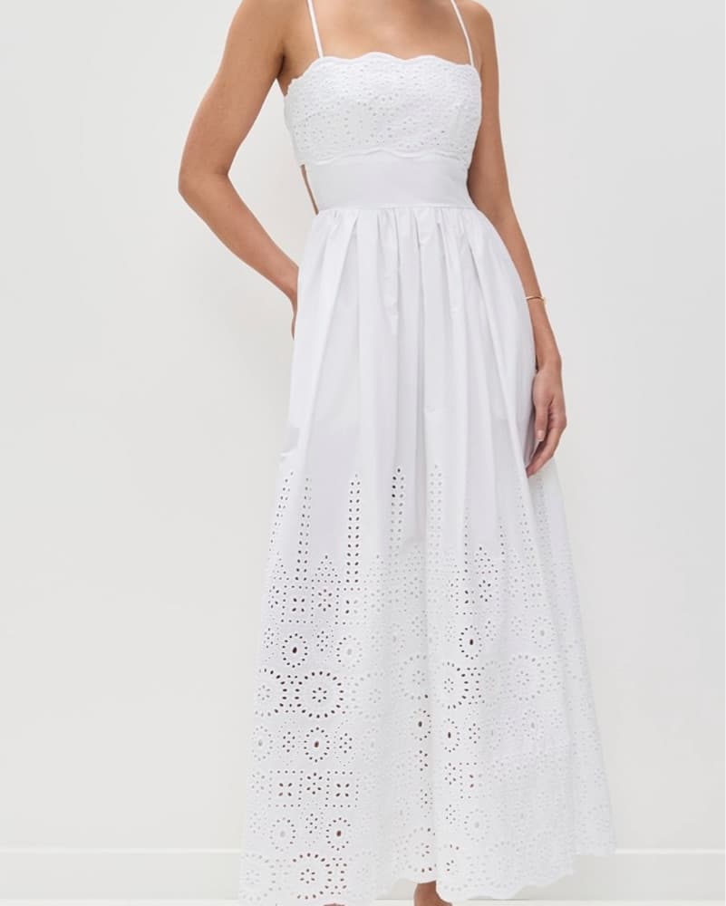 Embroidered Poplin Scallop Dress  - Image 1
