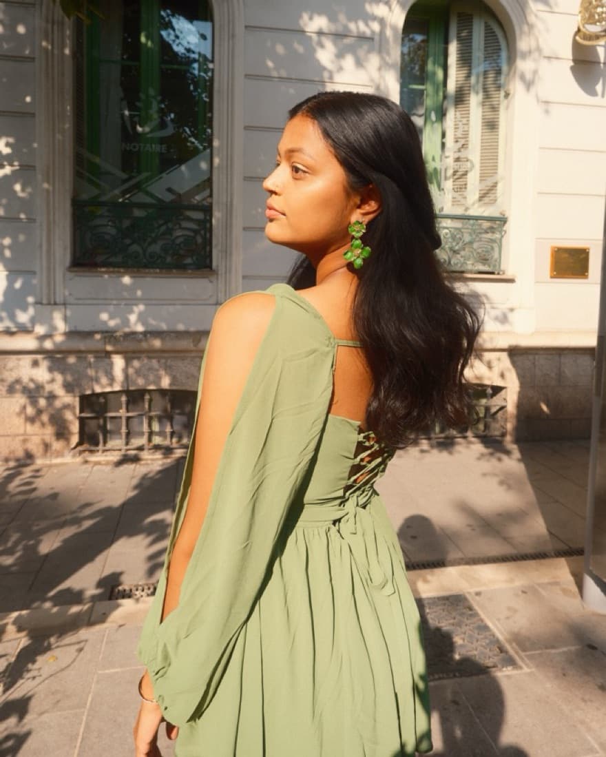 Green Longsleeve Wromper Dress - Image 1