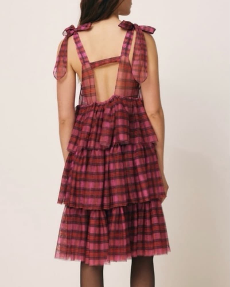 UO Teired Plaid Midi Dress - Image 5