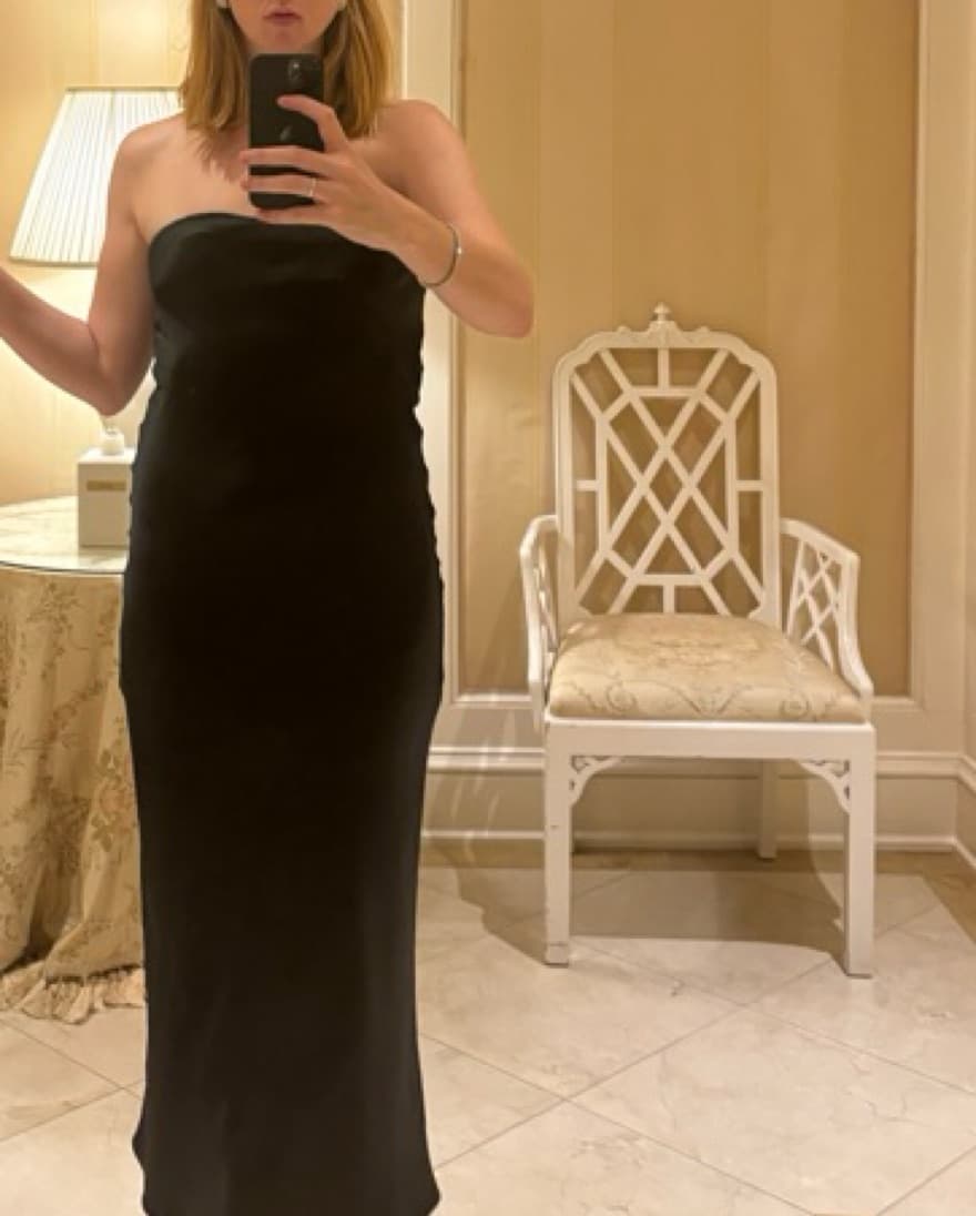 Reformation Strapless Silk Black Dress  - Image 5