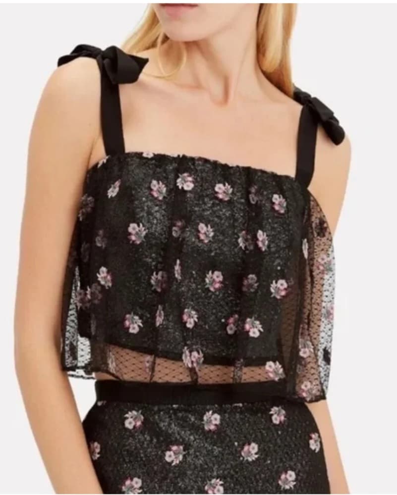 Black Floral Glitter Midi Dress - Image 3