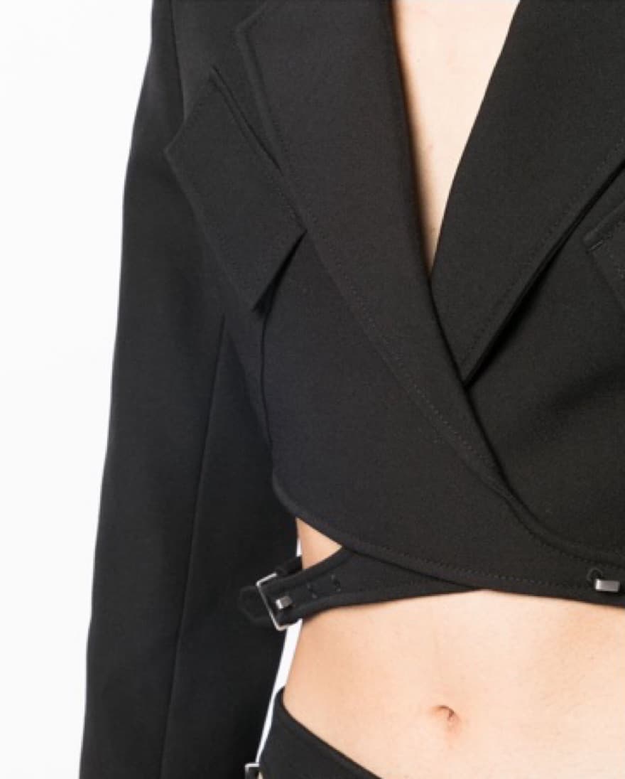 DION LEE Bar Hook Cropped Blazer Black - Image 3
