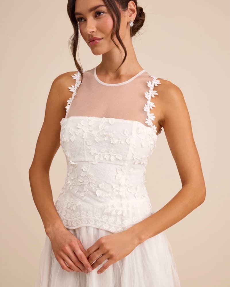 White Lulus Embroidered Floral Dress - Image 3