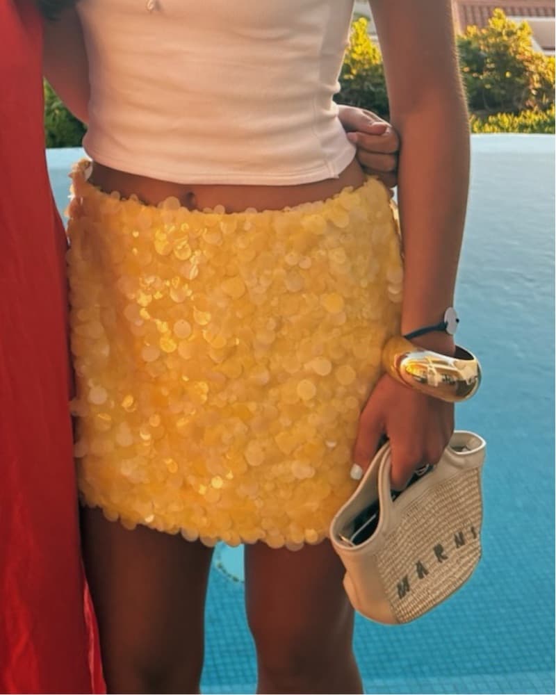 Zara Yellow Sequin Mini Skirt - Image 2