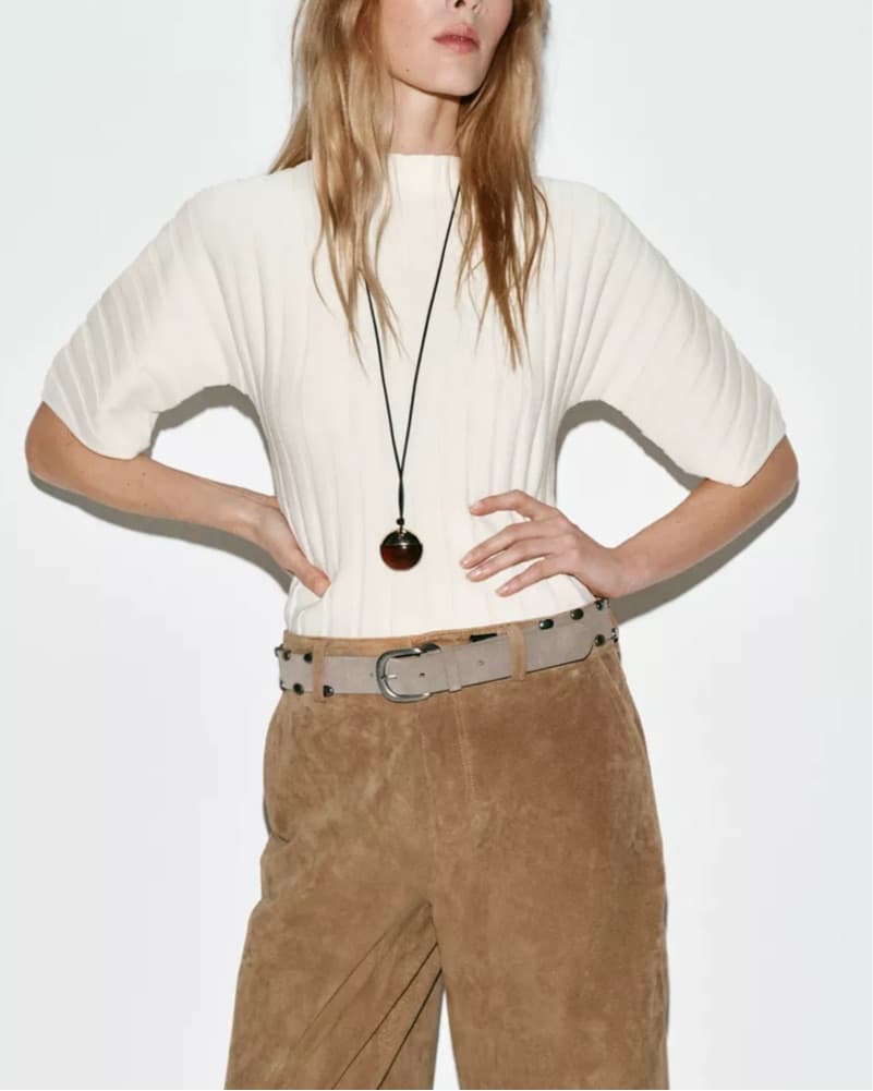 Zara Pleated Ivory Blouse - Image 1