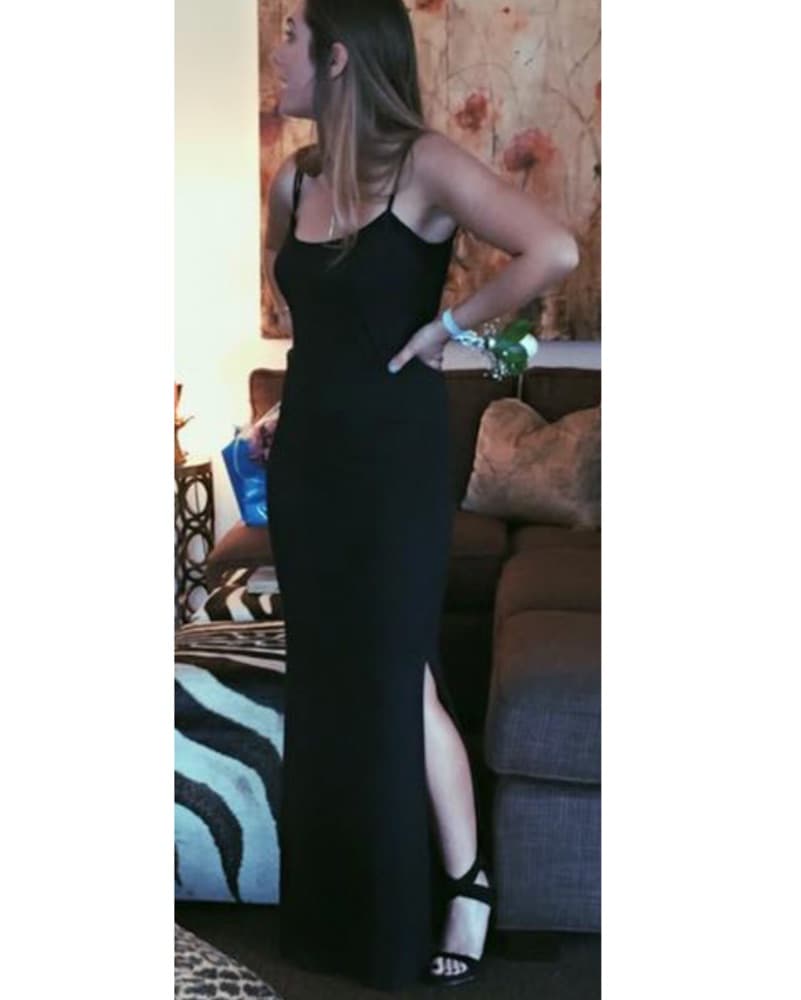 Simple Long Black Dress With Low Back - Image 2
