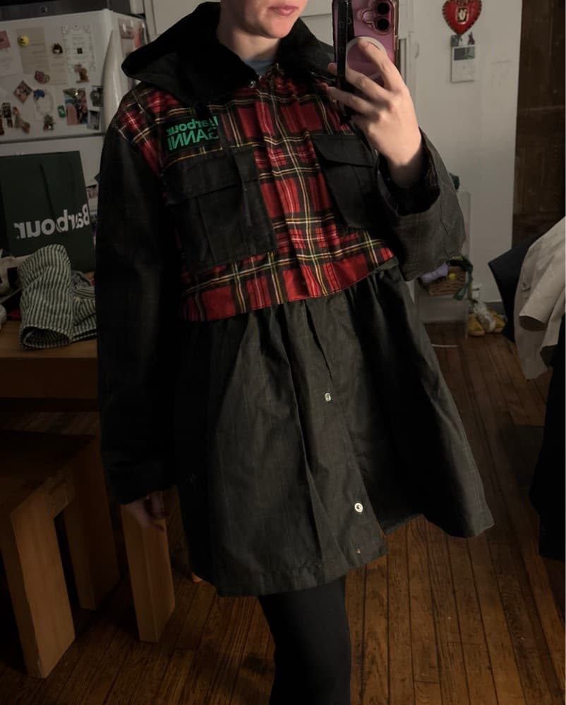 Barbour Ganni Plaid Hooded Jacket - Image 5