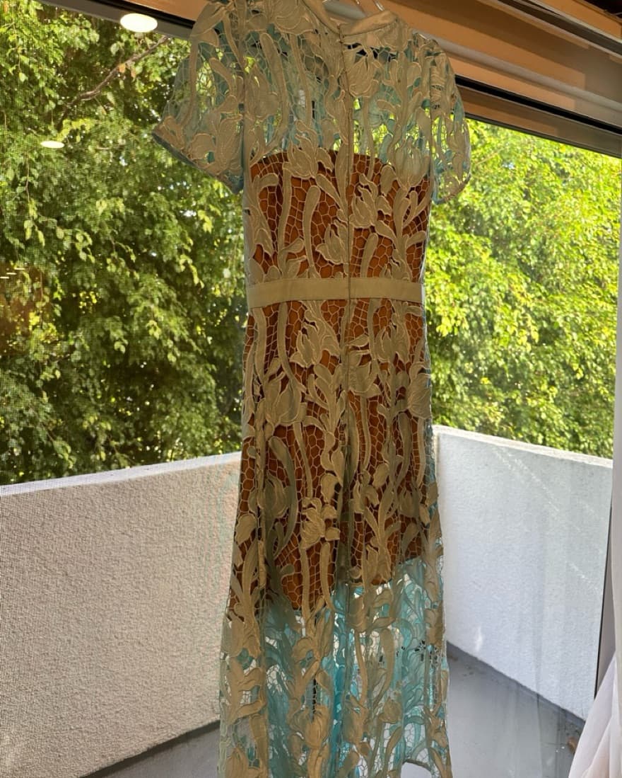 Blue Self Portrait Midi Dress - Image 3