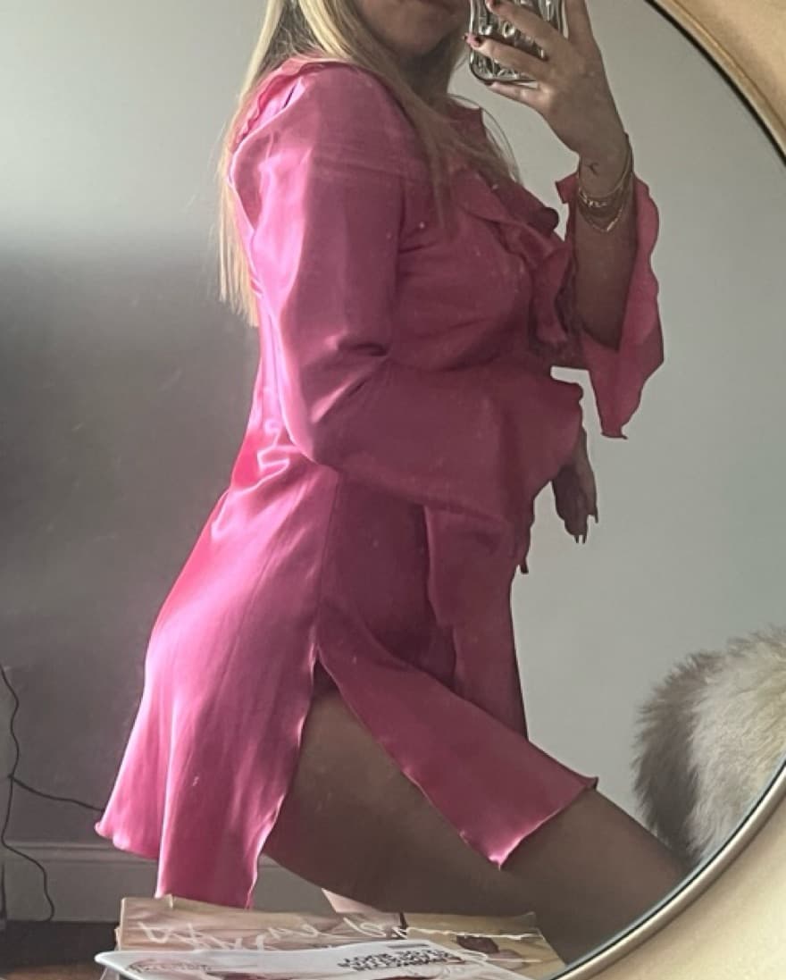 Vibrant Satin Ruffle Mini Dress - Image 4