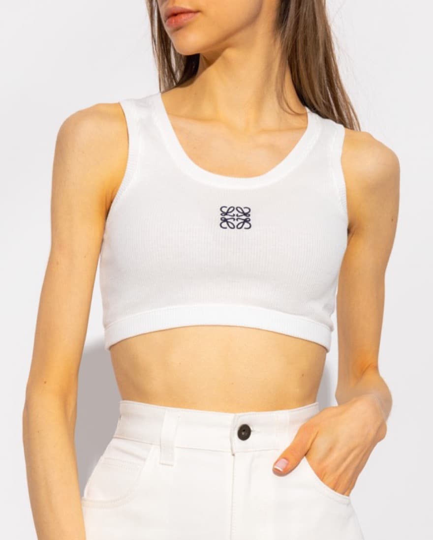 Loewe Anagram Crop White Tank Top - Image 4