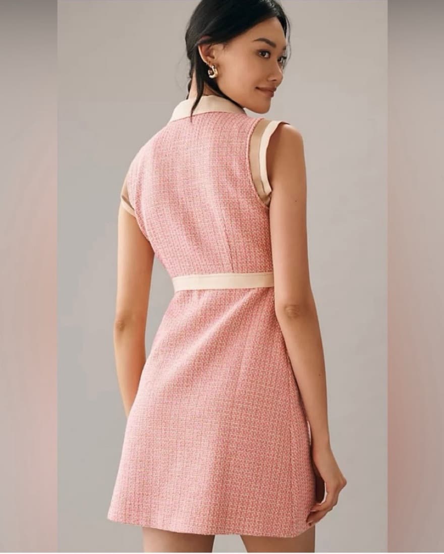 Anthropologie Collared Tweed Mini Dress - Image 2