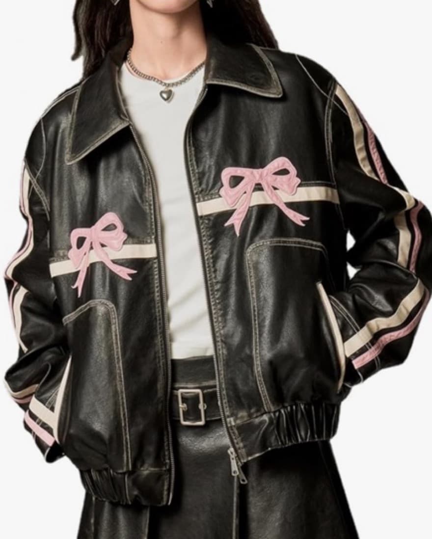 Pink Bow Coquette Leather Jacket  - Image 2