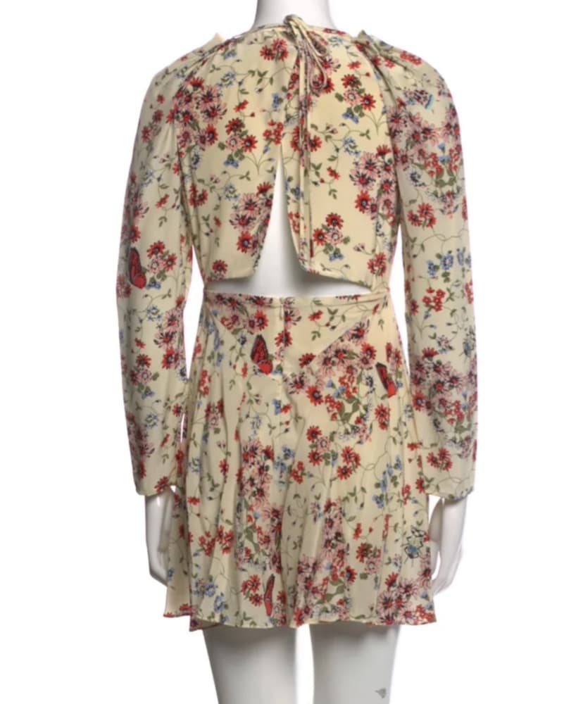 Maje Silk Open Back V-Neck Floral Dress - Image 4
