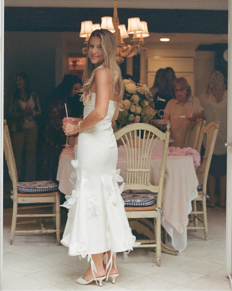 ROTATE Bridal floral-appliqué midi dress - Image 1