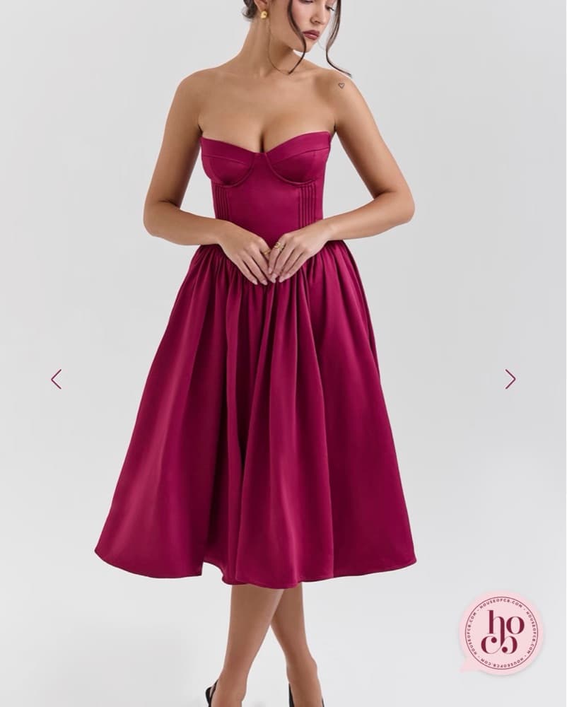House Of CB Burgundy Midi Dress - Image 1