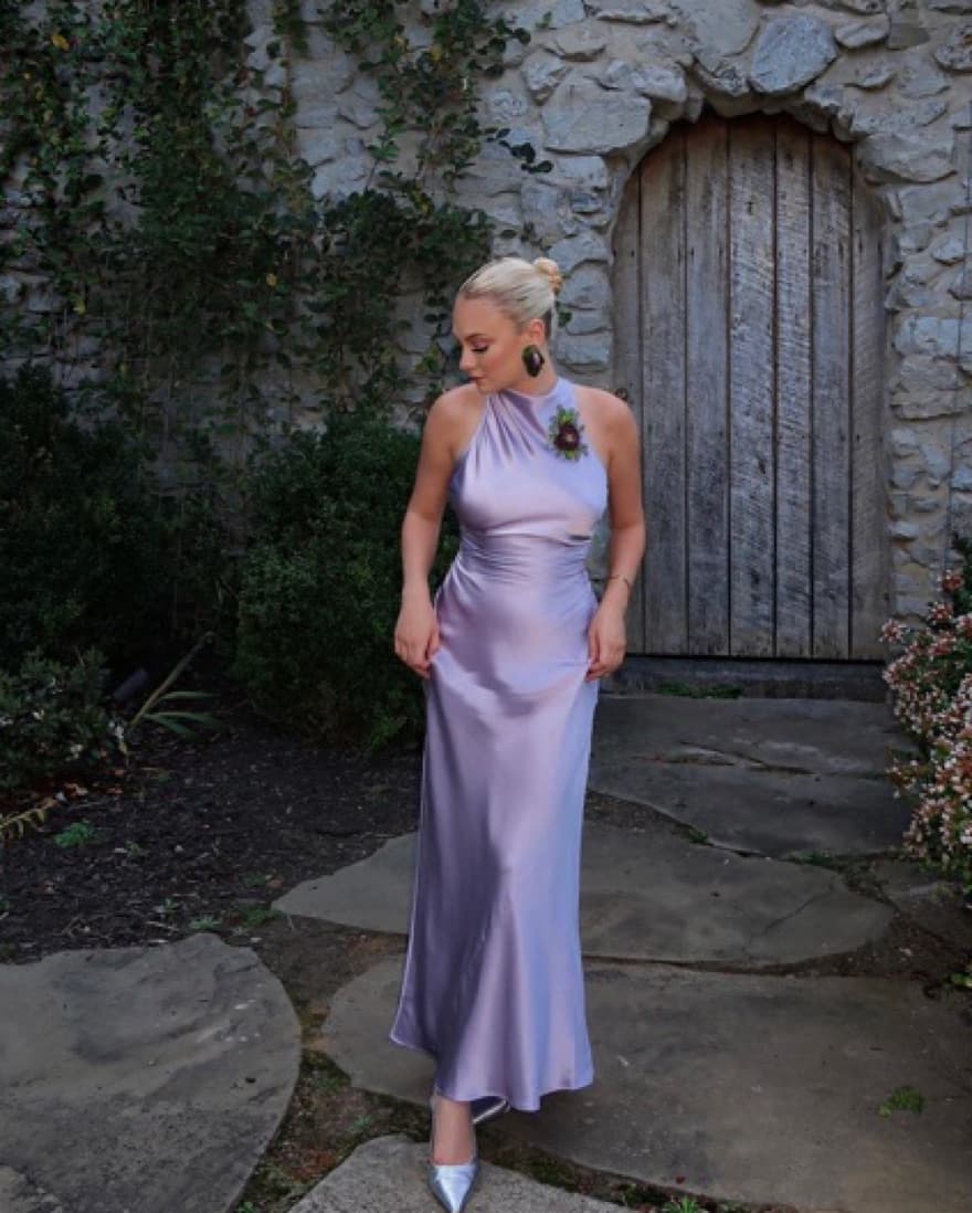 Reformation Purple Casette Silk Dress - Image 4