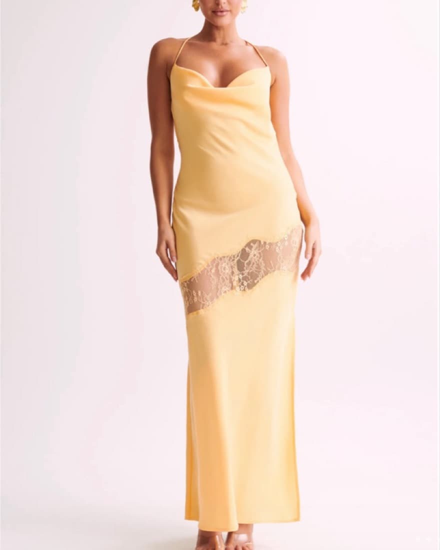 Meshki Lace Detail Satin Maxi Dress - Image 3