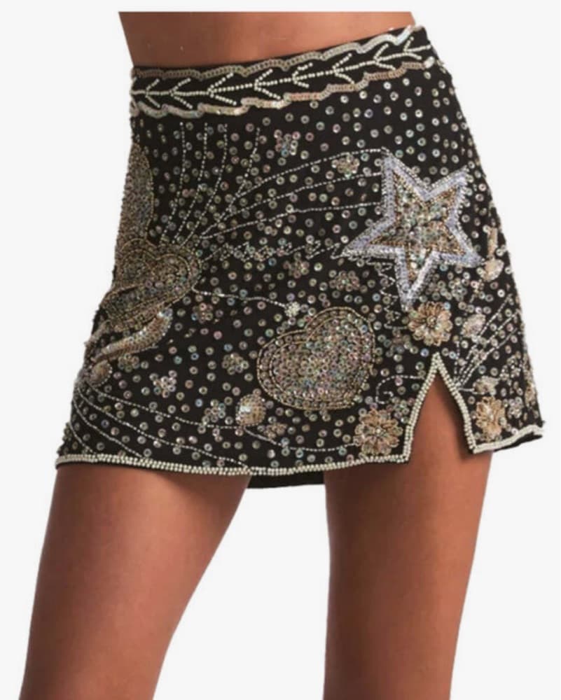 LoveShackFancy Black Embelished Skirt - Image 1