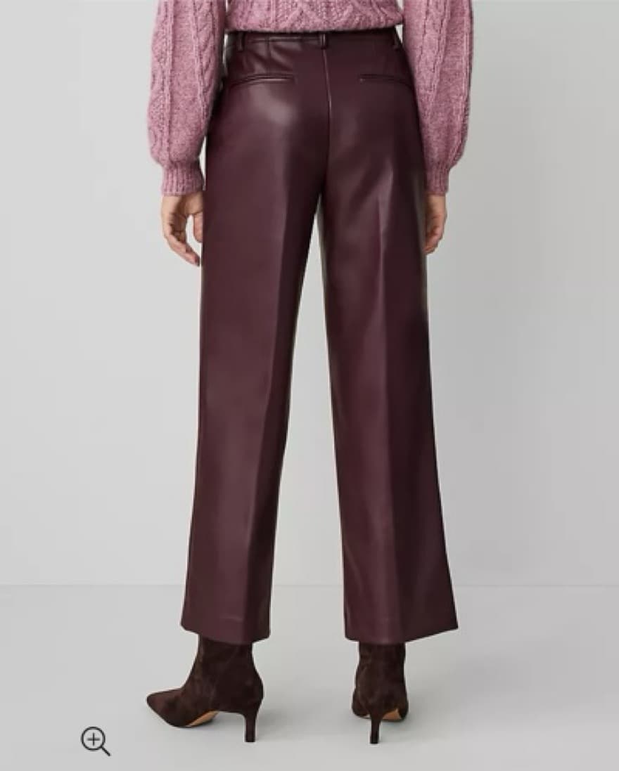 Burgundy Faux Leather Tailored Pants - Image 3