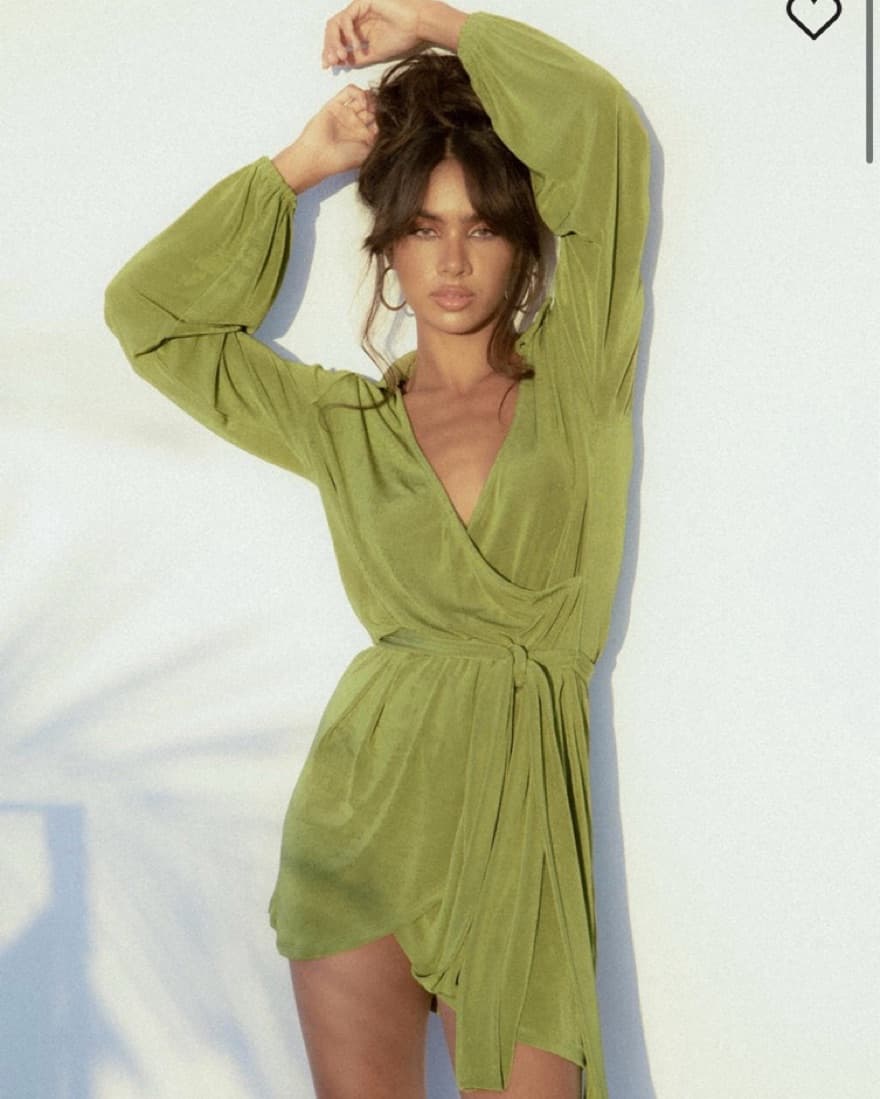 Green Shimmery Wrap Dress - Image 1