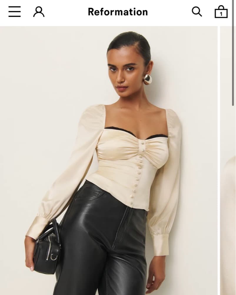 Reformation Silk Long Sleeve Top - Image 1