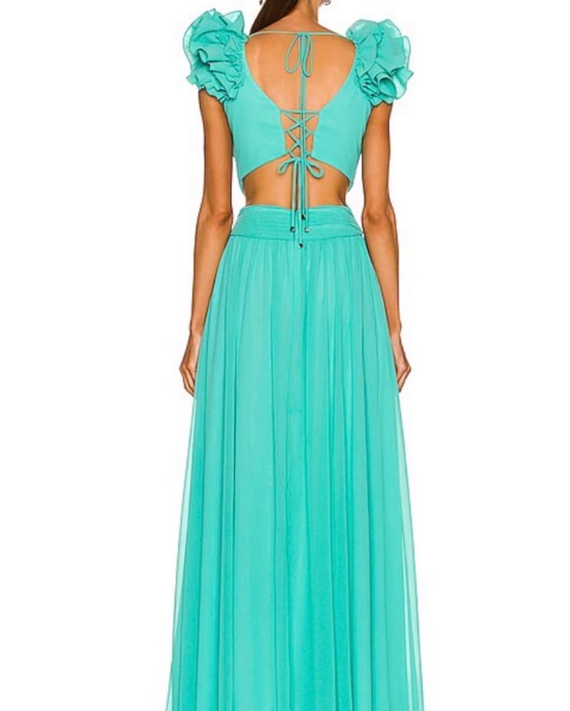 PatBo Turquoise Ruffled Maxi Dress - Image 4