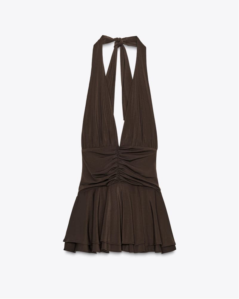 Brown Halter Mini Dress - Image 2