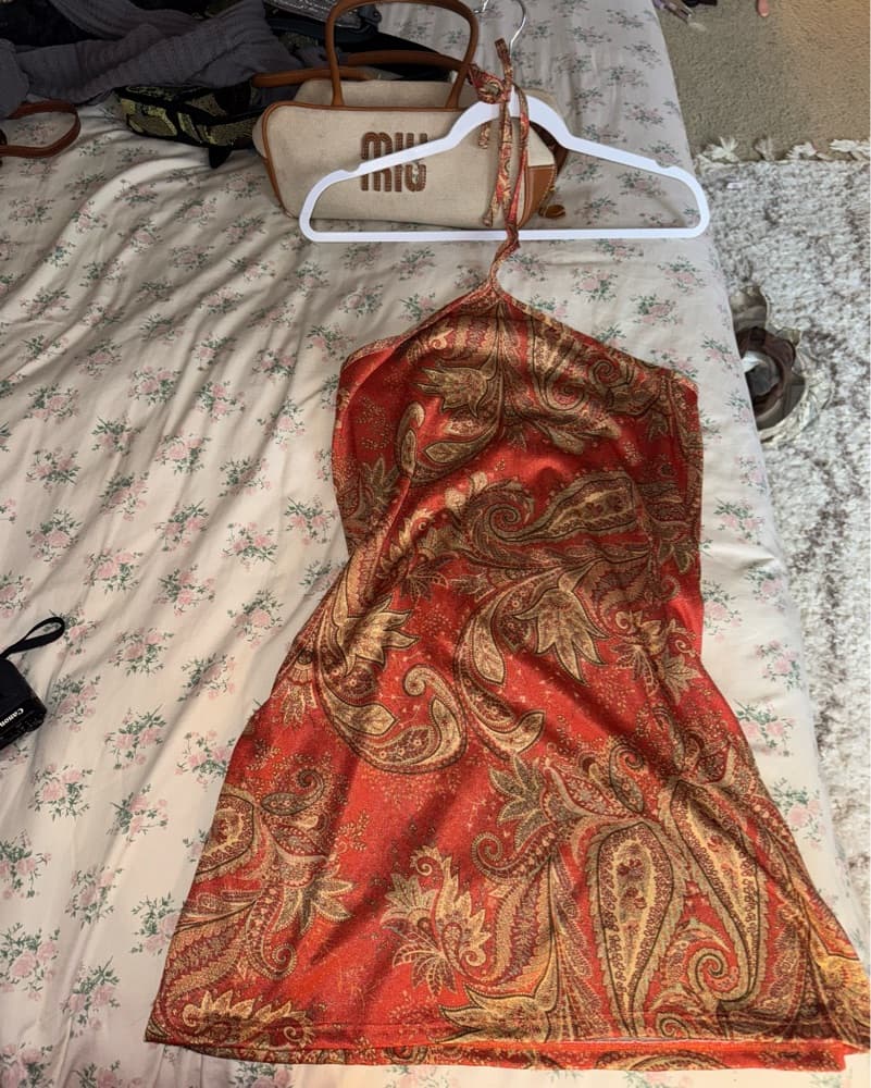 Vibrant Sparkle Paisley Halter Dress - Image 5