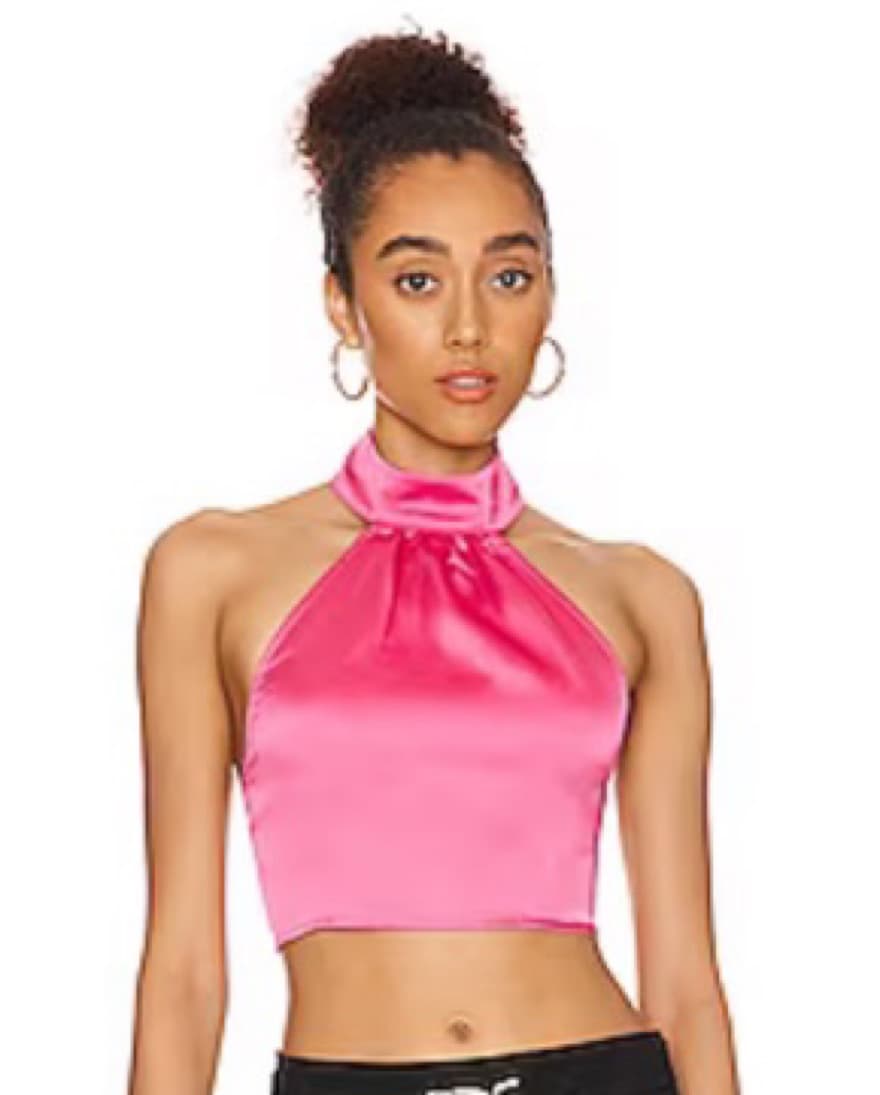 We Wore What Pink Silk Halter Top - Image 1
